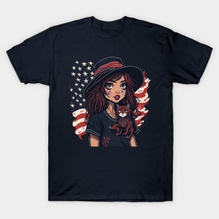 Patriotic Cat Mother T-Shirt